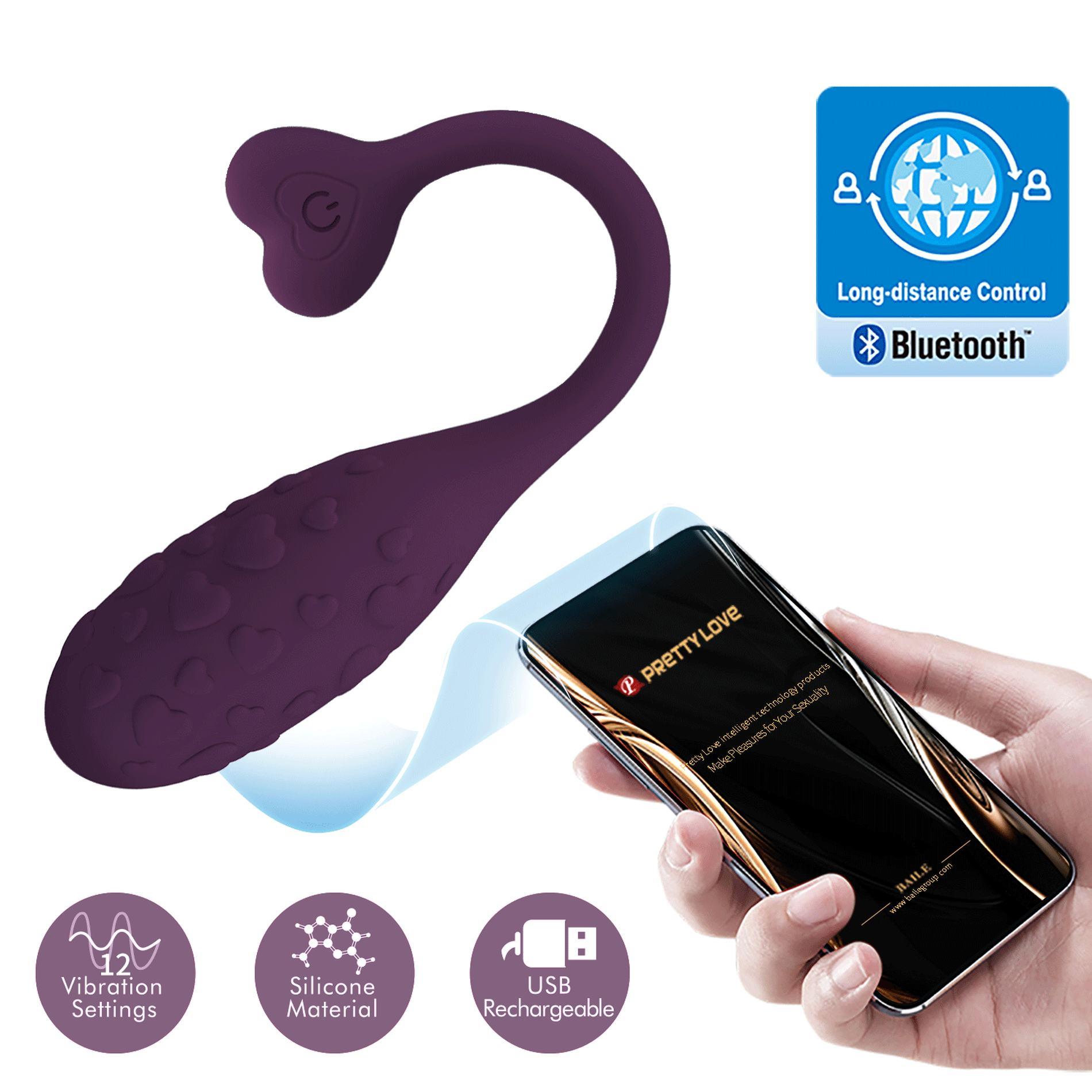 pretty love - fisherman purple, 12 vibration functions mobile app remote