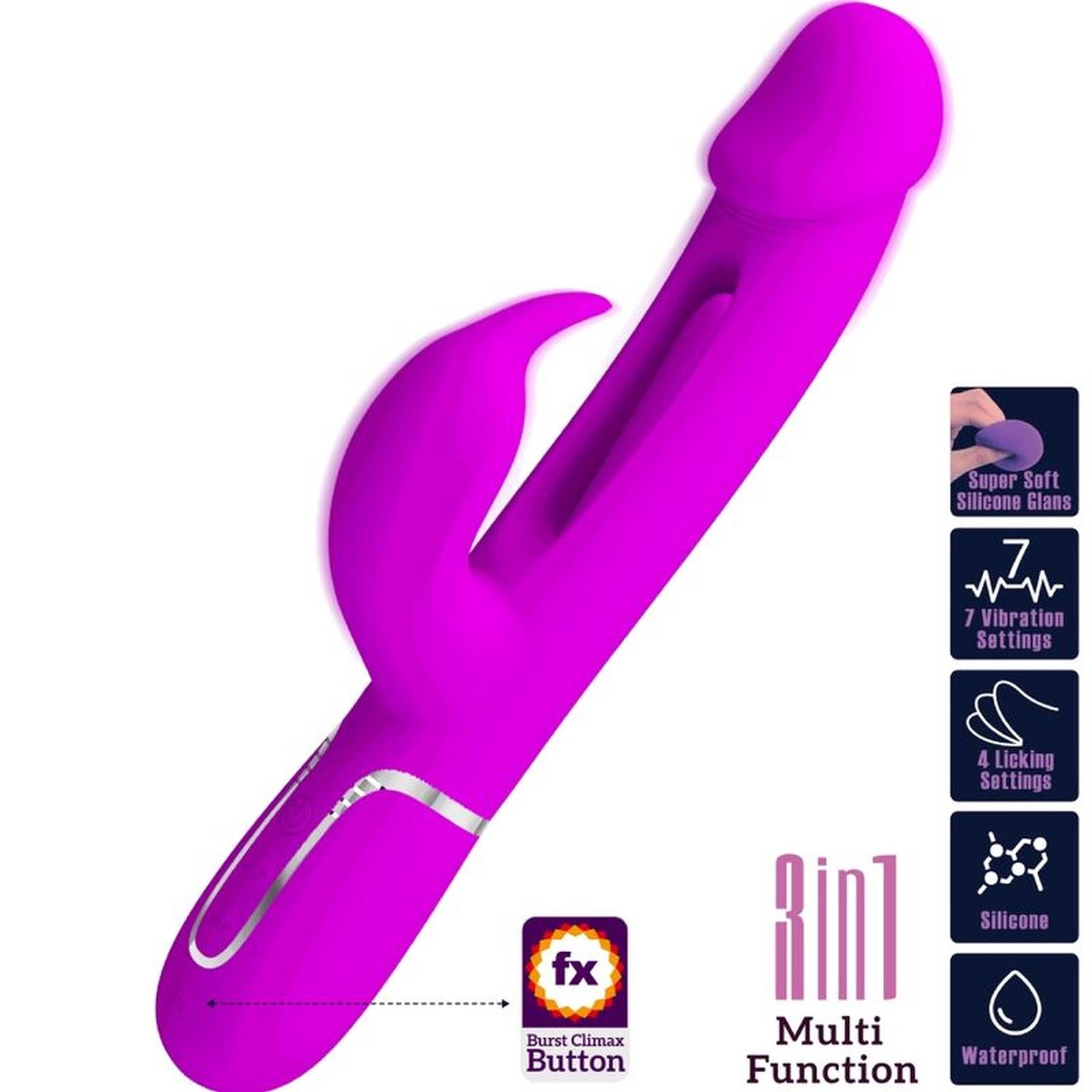 Pretty Love - Kampas Rabbit 3 In 1, Multifunction Vibrator With Tongue Vio