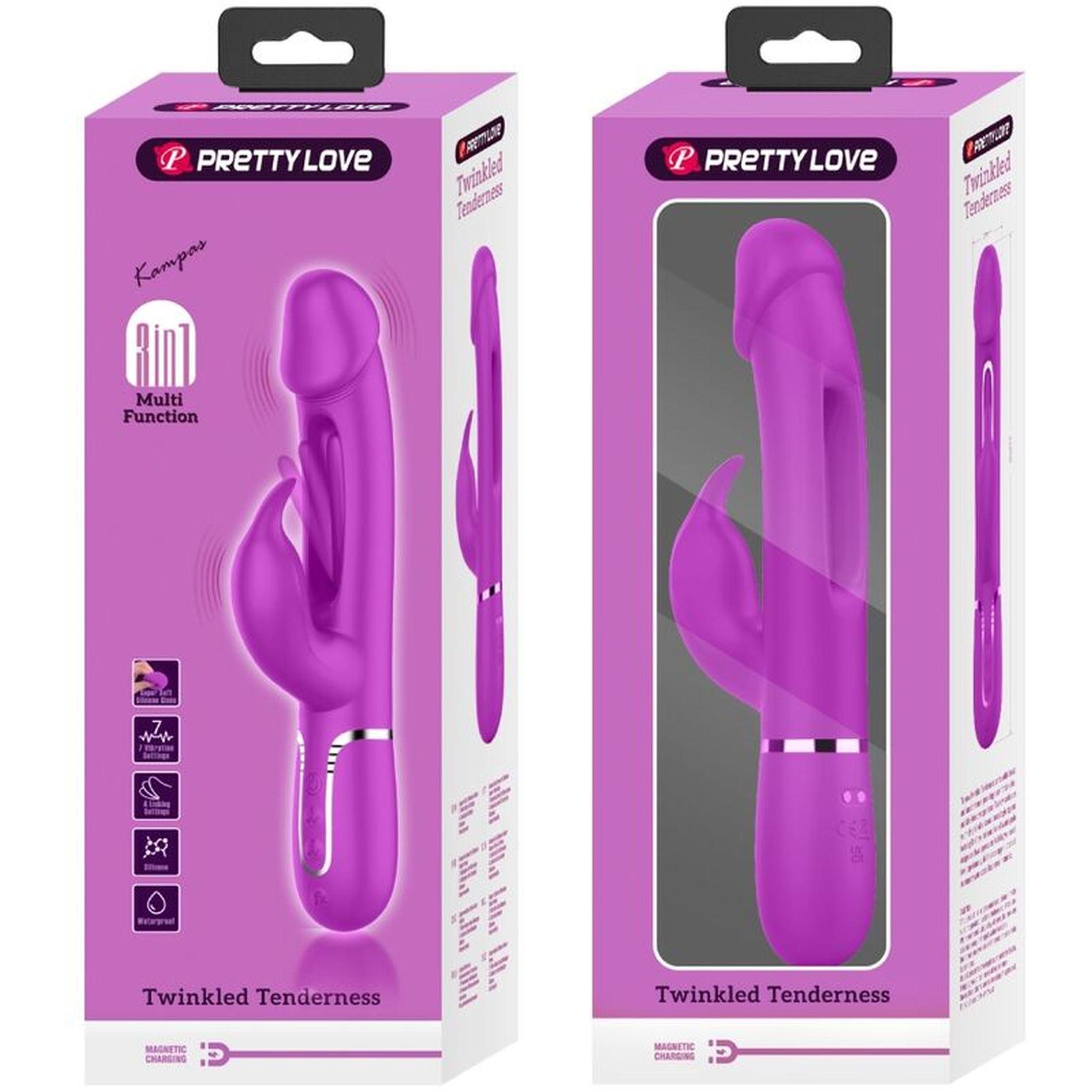 Pretty Love - Kampas Rabbit 3 In 1, Multifunction Vibrator With Tongue Vio