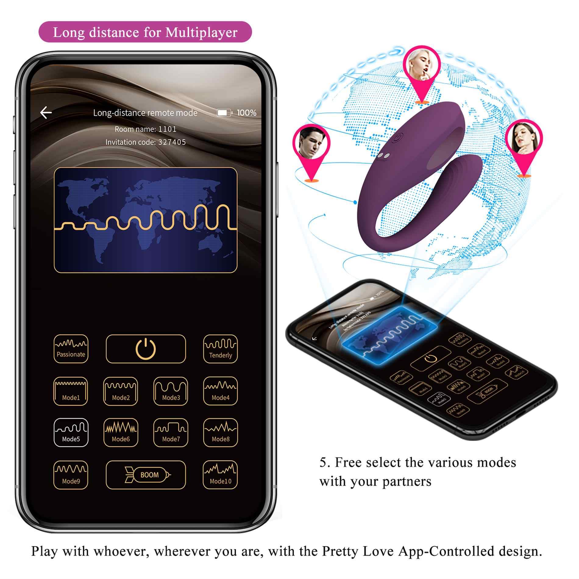 Pretty Love - Aari, 10 Vibration Functions Mobile App Long-Distance Contr