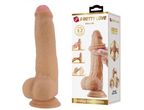 Realistyczne dildo Pretty Love Draco ruchoma skóra TPR 23 cm przyssawka