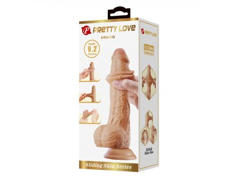 Realistyczne dildo Pretty Love Draco ruchoma skóra TPR 23 cm przyssawka - 8