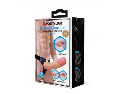 Pas strap-on z protezą króliczą Pretty Love Mavis cielisty 19 cm - 10