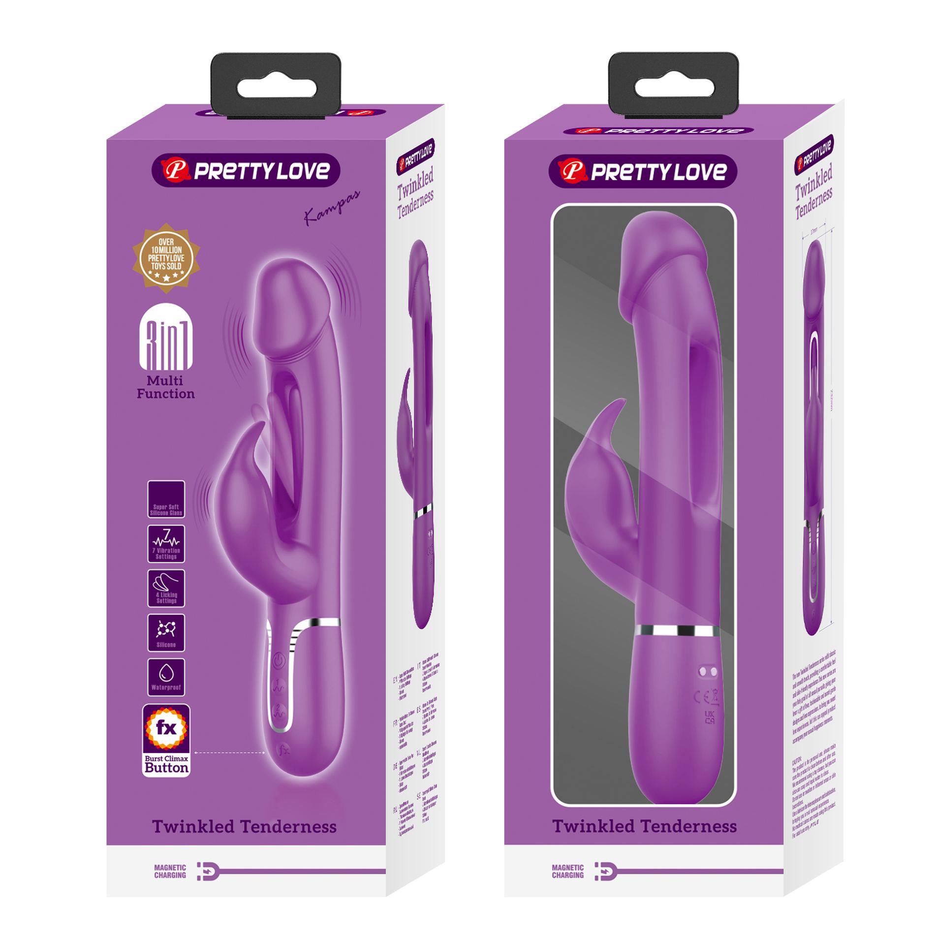 pretty love - kampas purple, 7 vibration functions 4 licking settings