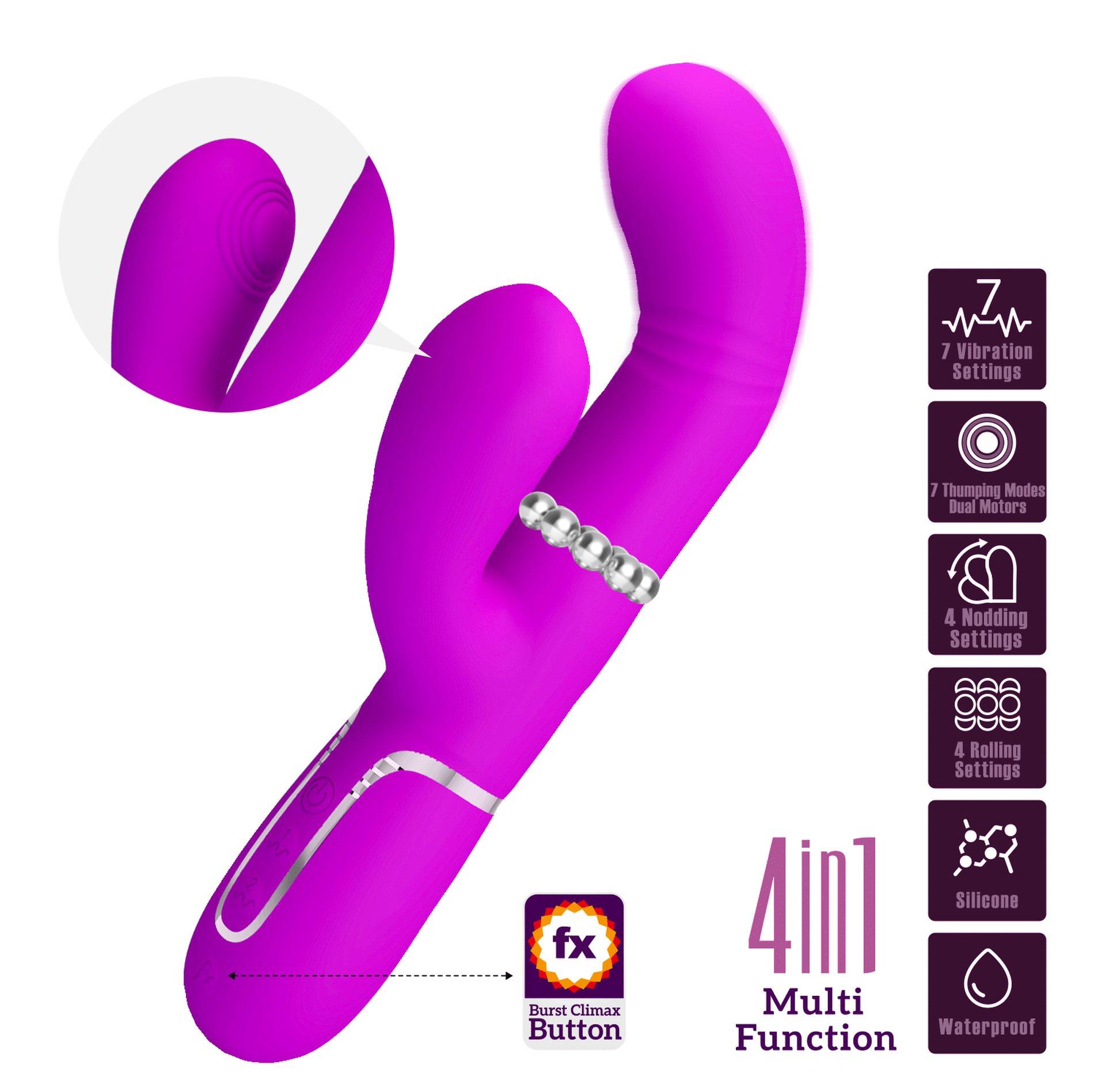 Pretty Love - Mariana Purple, 7 Vibration Functions 7 Thrusting Settings,