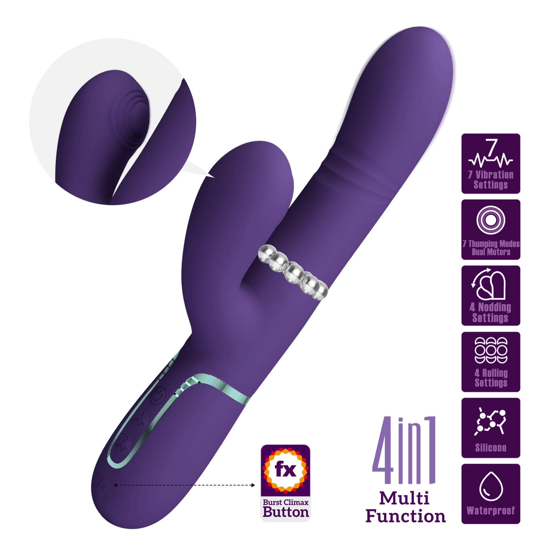 Pretty Love - Mariana Dark Purple, 7 Vibration Functions, 7 Thrusting Sett