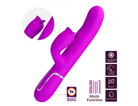 Wibrator króliczek Pretty Love Gigi fioletowy z lizaniem USB - 2