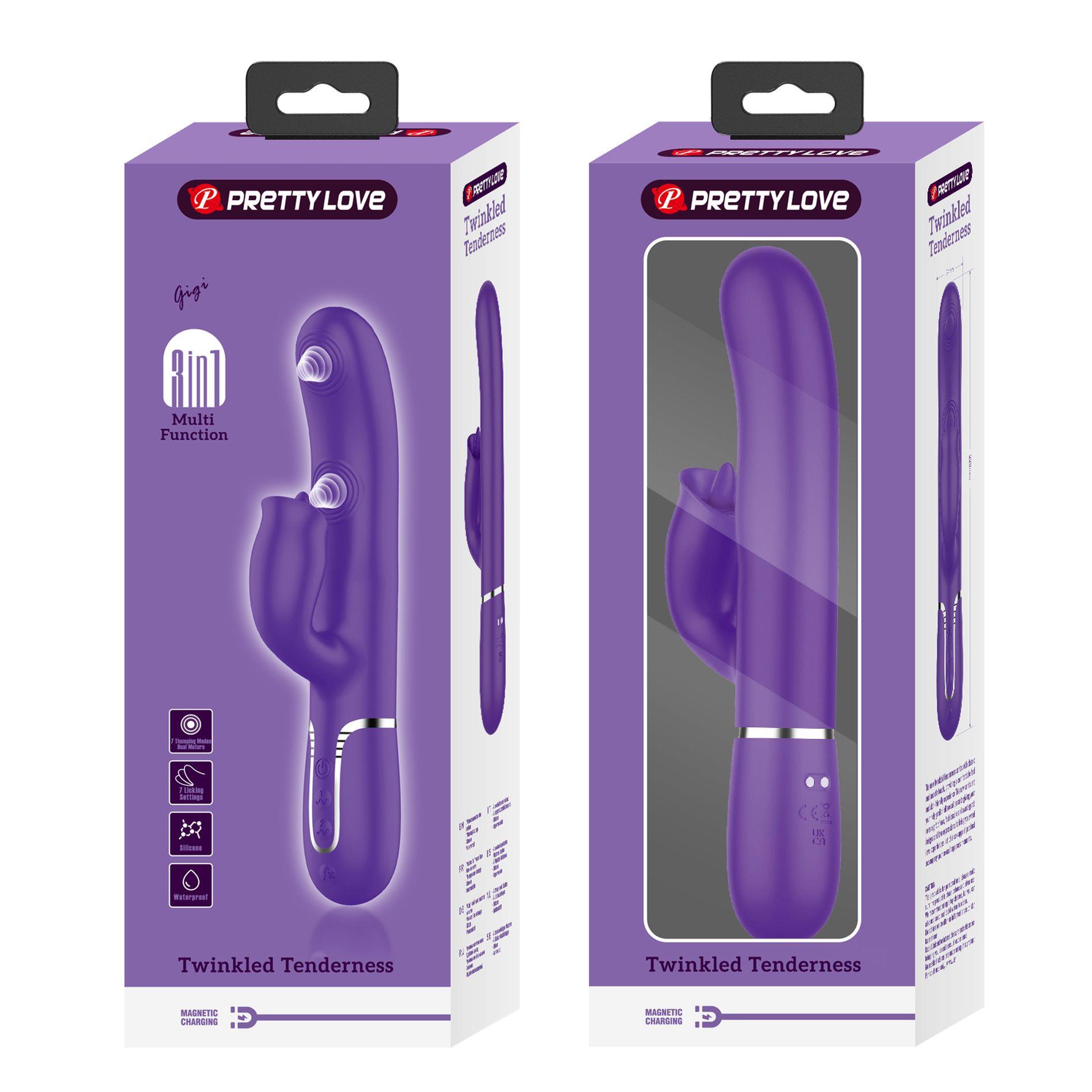 pretty love - gigi dark purple, 7 thumping functions 7 licking modes