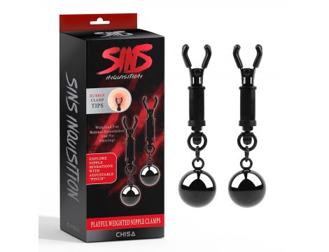 Obciążone metalowe klipsy na sutki Sins - 5