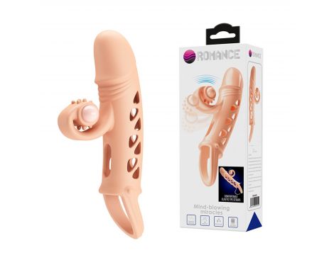 Przedłużka wibrująca na penisa Romance cielista stymulator łechtaczki - 3