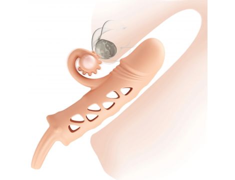 Przedłużka wibrująca na penisa Romance cielista stymulator łechtaczki - 2