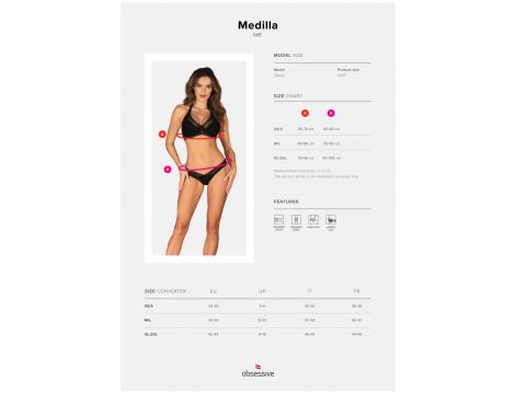 Komplet bielizny erotycznej koronkowy Medilla Obsessive czarny M/L - 7