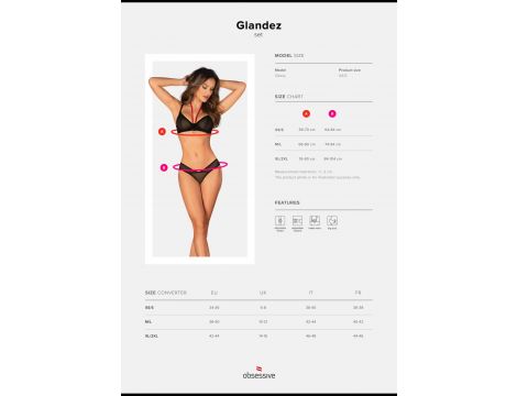 Komplet bielizny erotycznej Glandez Obsessive czarny XS/S - 6