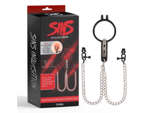 Rozwieracz do ust z klamrami na sutki Sins - 6