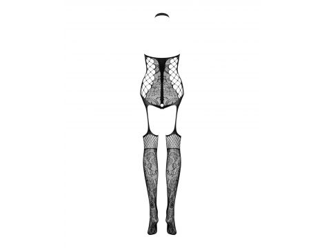 Bodystocking siateczkowy z motywami roślinnymi Obsessive F240 czarny XL XXL - 3