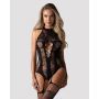 Bodystocking siateczkowy z motywami roślinnymi Obsessive F240 czarny XL XXL - 7