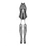 Bodystocking siateczkowy z motywami roślinnymi Obsessive F240 czarny XL XXL - 5