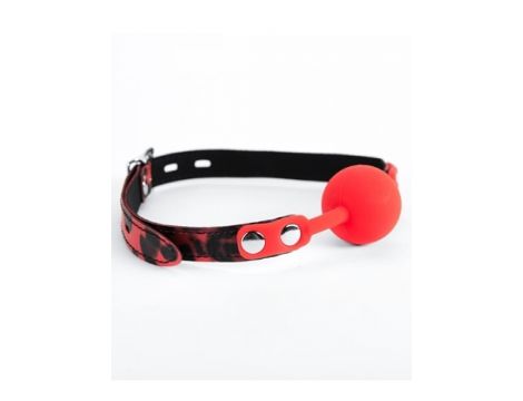 Knebel kulkowy silikonowy Argus czerwony panterka 4 cm - 2