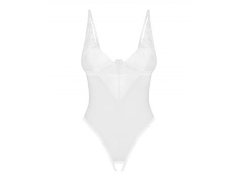 Body otwarte koronkowe Alissium Obsessive białe M/L - 2