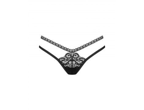 Stringi otwarte Obsessive Blomentis czarne XS/S z koronką - 3