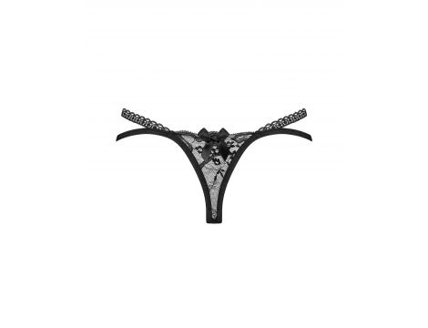 Stringi otwarte Obsessive Blomentis czarne XS/S z koronką - 4