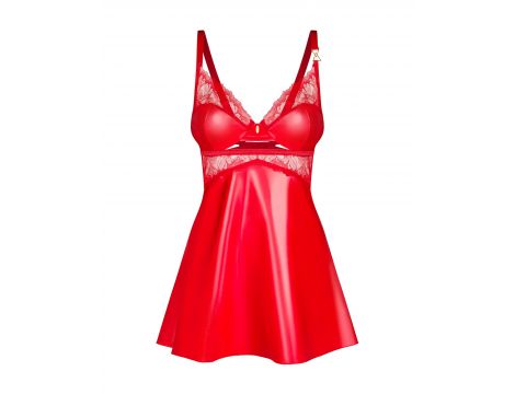 Koszulka nocna i stringi koronkowe Obsessive czerwone L/XL - 7
