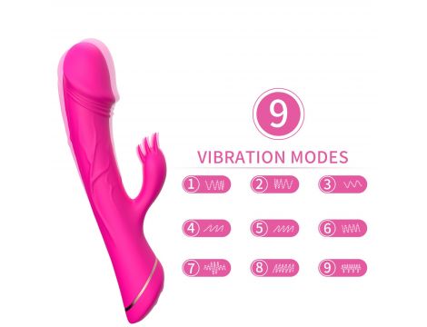 Wibrator króliczek Rubberco silikonowy różowoczerwony 9 wibracji - 4