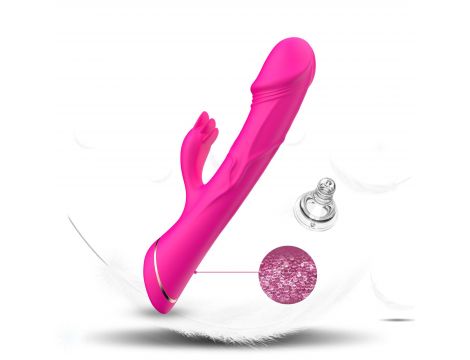 Wibrator króliczek Rubberco silikonowy różowoczerwony 9 wibracji - 5
