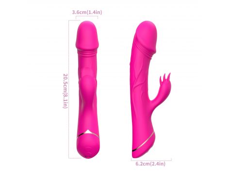 Wibrator króliczek Rubberco silikonowy różowoczerwony 9 wibracji - 2