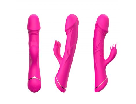 Wibrator króliczek Rubberco silikonowy różowoczerwony 9 wibracji - 7