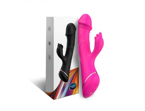 Wibrator króliczek Rubberco silikonowy różowoczerwony 9 wibracji - 9