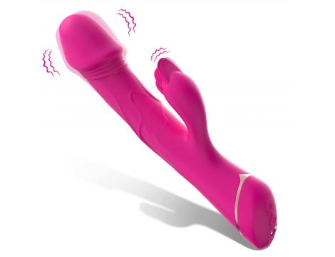 Wibrator króliczek Rubberco silikonowy różowoczerwony 9 wibracji - 10