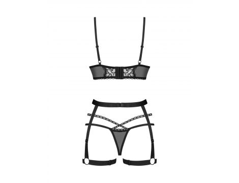 Komplet bielizny Obsessive Blomentis 3-częściowy czarny XL/2XL - 8