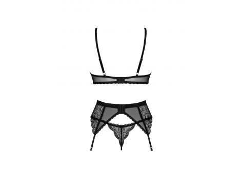 Komplet bielizny Obsessive Chemeris 3-częściowy czarny XL/2XL - 2