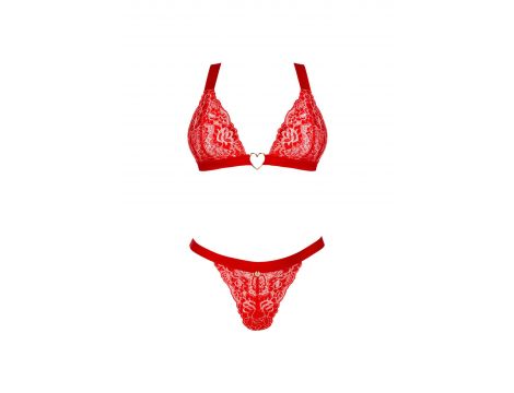 Komplet bielizny erotycznej Obsessive Elianes czerwony XL/2XL - 3