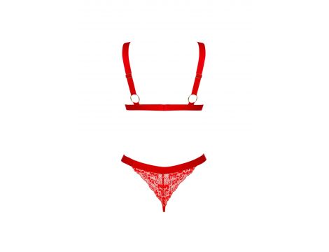 Komplet bielizny erotycznej Obsessive Elianes czerwony XL/2XL - 6