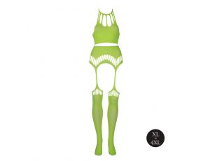 Neonowy komplet Ouch! UV crop top i pończochy XL XXXXL