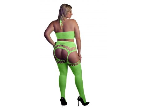 Neonowy komplet Ouch! UV crop top i pończochy XL XXXXL - 3