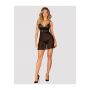 Koronkowy babydoll i stringi Obsessive Chemeris czarny XL 2XL - 4