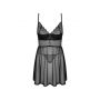 Koronkowy babydoll i stringi Obsessive Chemeris czarny XL 2XL - 5