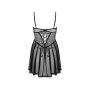 Koronkowy babydoll i stringi Obsessive Chemeris czarny XL 2XL - 6