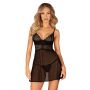 Koronkowy babydoll i stringi Obsessive Chemeris czarny XL 2XL - 8