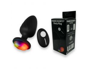 Wibrujący korek analny zdalny Power Escorts czarny silikonowy USB 10 cm