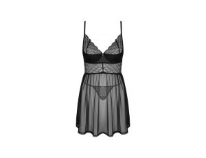 Babydoll i stringi Obsessive Chemeris czarny XS/S
