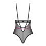 Body Obsessive Novenes czarne transparentne z fioletowymi paskami XS/S - 2