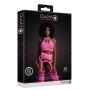 Komplet bielizny Ouch neonowy różowy z topem i pończochami XS/XL - 4
