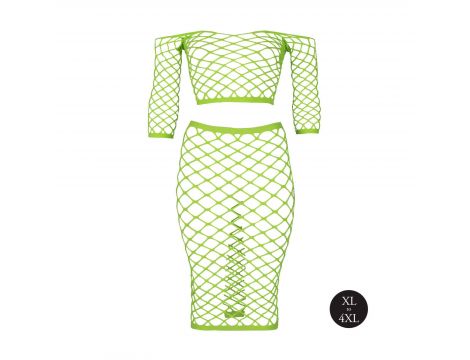 Neonowy komplet bielizny Ouch top z rękawem i spódnica XL XXXXL - 2