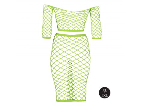 Neonowy komplet bielizny Ouch top z rękawem i spódnica XL XXXXL