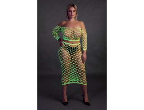Neonowy komplet bielizny Ouch top z rękawem i spódnica XL XXXXL - 5