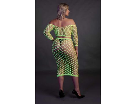 Neonowy komplet bielizny Ouch top z rękawem i spódnica XL XXXXL - 6
